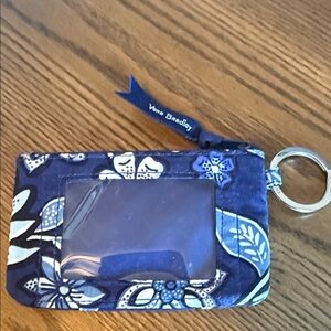 Vera Bradley Navy Blue Floral ID Keychain Wristlet